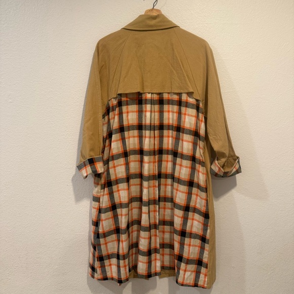 Boutique style 2 tone patchwork plaid Christy Dawn style trench coat - Picture 3 of 8